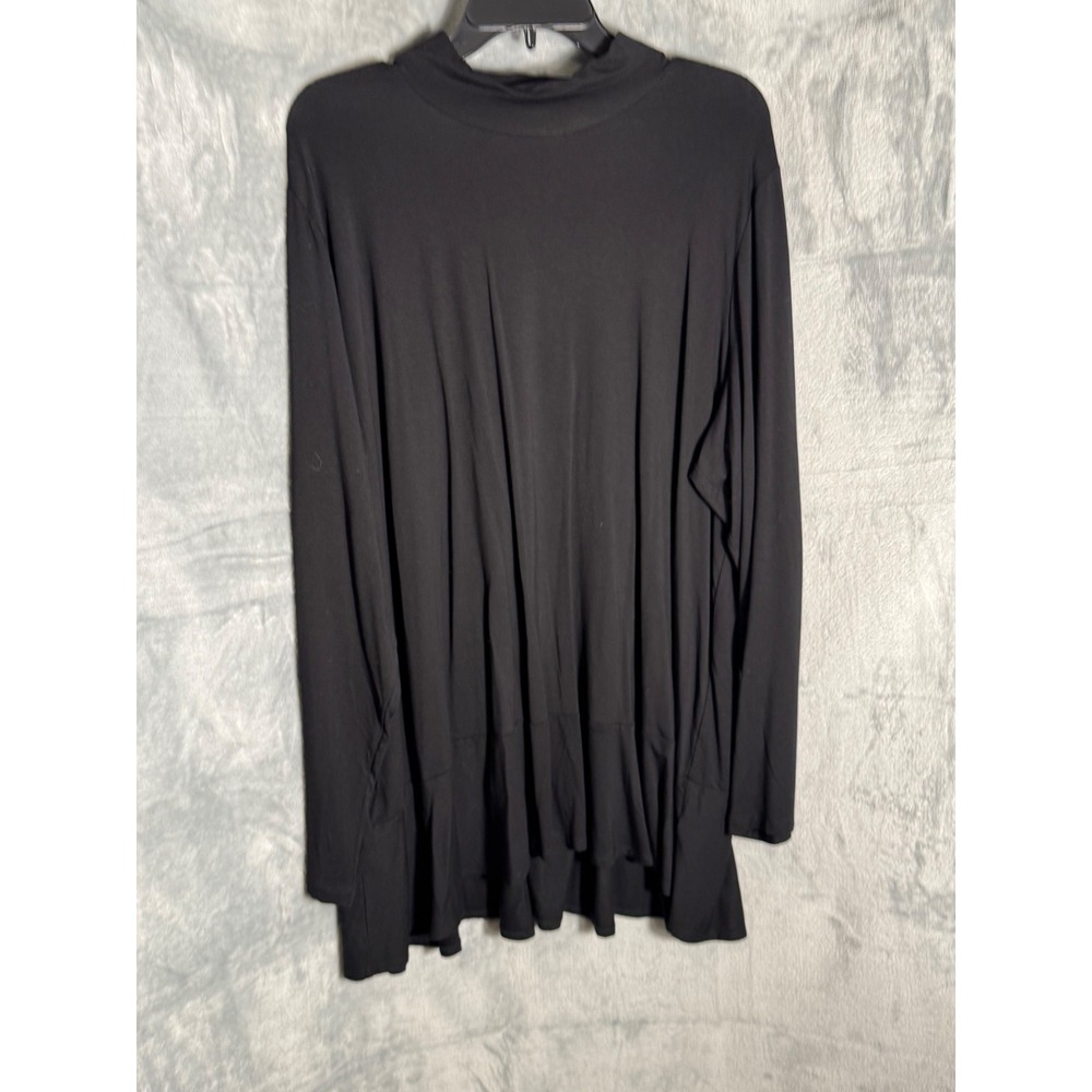 Susan Graver Weekend Womens 2X Black Mock Neck‎ Long Sleeve Tunic Top Blouse